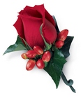 Red Rose Boutonniere from Maplehurst Florist, local flower shop in Essex Junction
